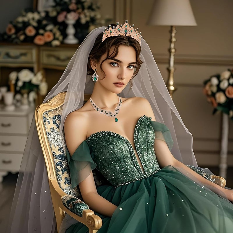 Kamirola Tiaras and Crowns for Women,Tiaras Earrings Necklace, Crystal Bridal Jewelry Set, Costume Party Halloween Prom Pageant Jewelry for Women (TR28) - Image 2
